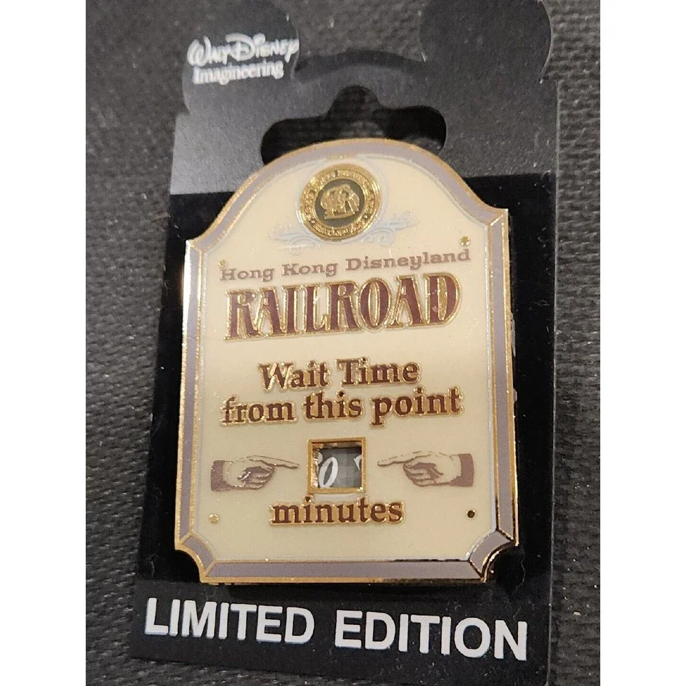 Disney Pin 72610 WDI Wait Time Sign HKDL Railroad Train Hong Kong‎ Disneyland LE